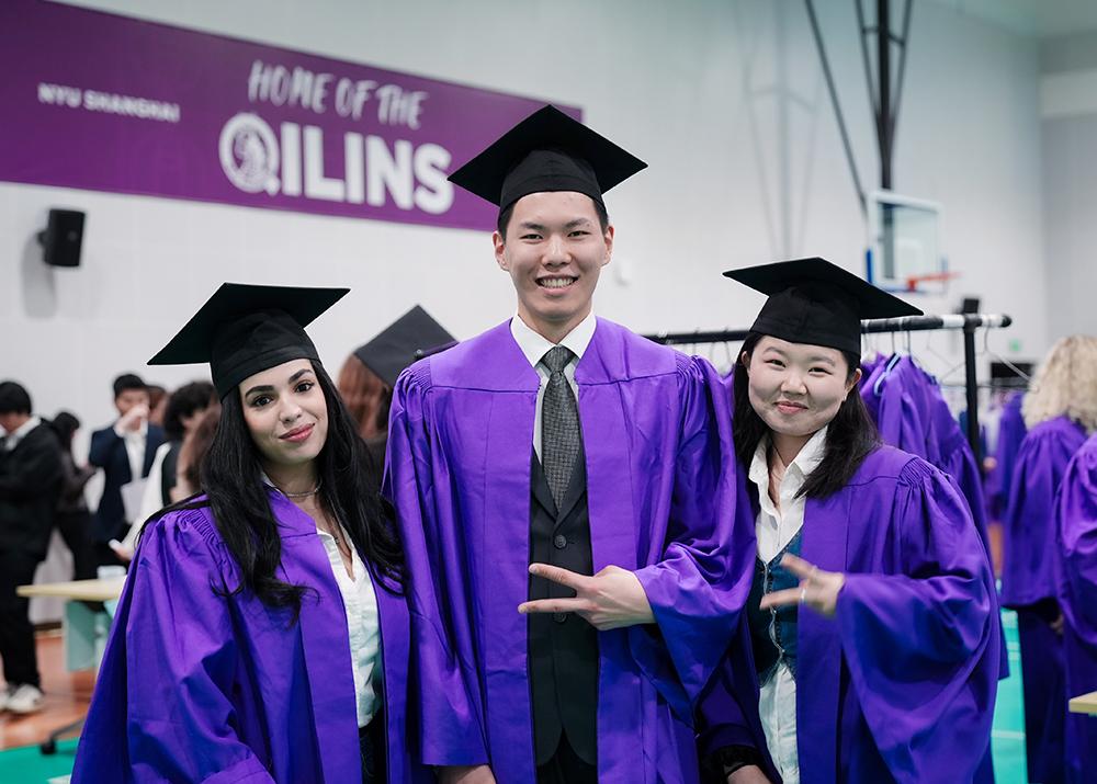 Trying on caps and gowns for the first time. #NYUSH2026 #88上海